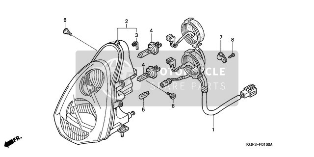 Honda NES125 2000 Headlight for a 2000 Honda NES125